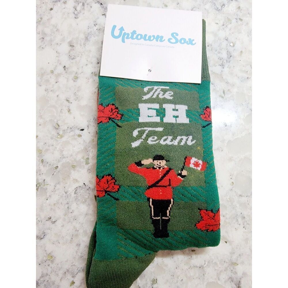 Uptown Sox Novelty‎ Socks Canadian Men 7-12 Women 9-13 Soldier Green Red NEW